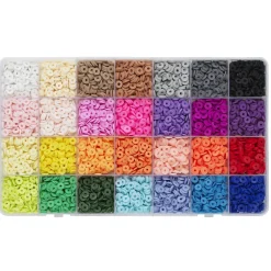 Heishi beads megamix – 5600 (Ø6 mm) heishi-perler i 28 forskellige farver