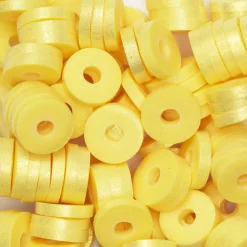 Heishi-perler i rør – guldskinnende gule heishis, Ø6 mm