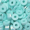 Heishi-perler i rør – guldskinnende aqua heishis, Ø6 mm