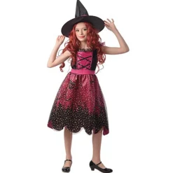 Heksekjole, udklædning halloween, str. 122-134, til børn 7-9 år