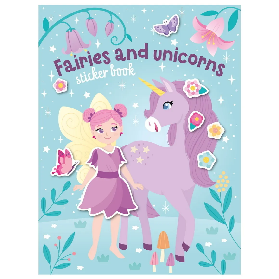 Hobbybog stickers – Elver & enhjørninger! 21×28 cm, 8 farvestrålende motiver + 4 sider stickers