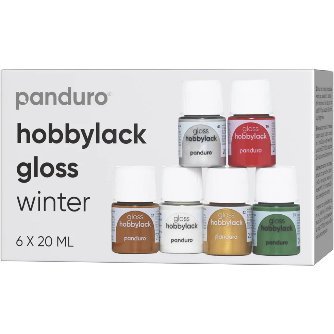 Hobbylak gloss 6×20 ml Winter – 6 blanke farver med jule- og vinterstemning
