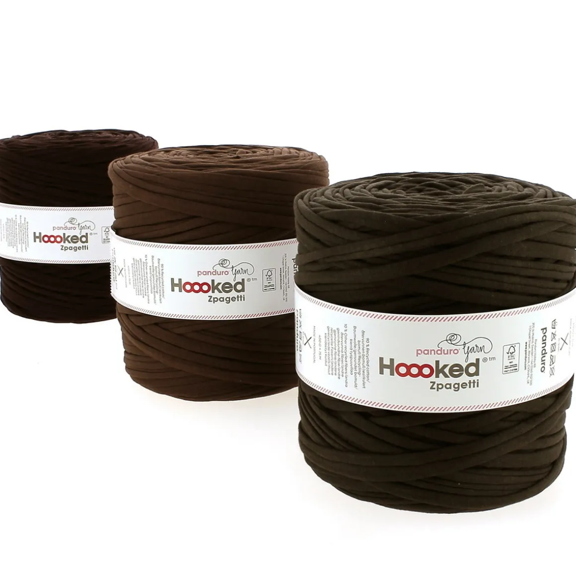Hoooked Zpagetti Medium jerseygarn 900 g brun – Brown shades, pris pr. stk.