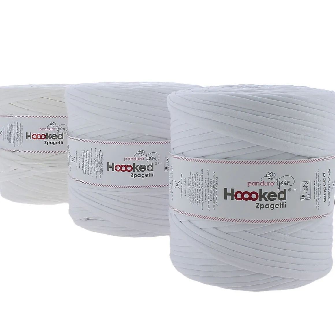 Hoooked Zpagetti Medium tricotgarn 900 g hvid – White shades ZP005-1, pris pr. stk.