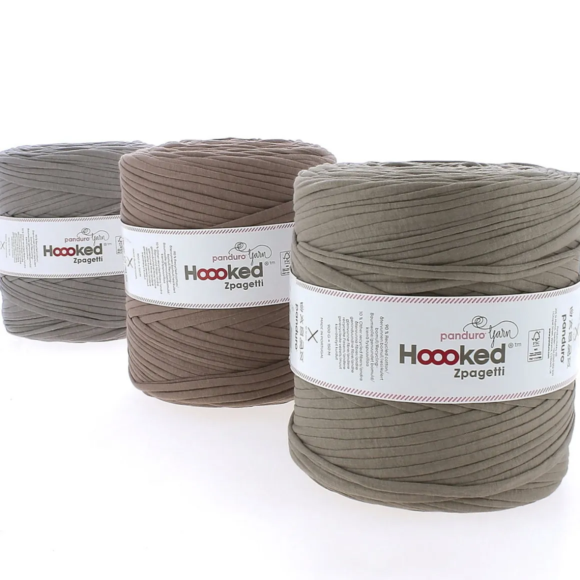 Hoooked Zpagetti Medium tricotgarn 900 g taupe – Taupe shades ZP005-03, pris pr. stk.
