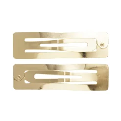 Hårspænder af guldfarvet metal, rektangulære 2-pak. 7,7×2 cm
