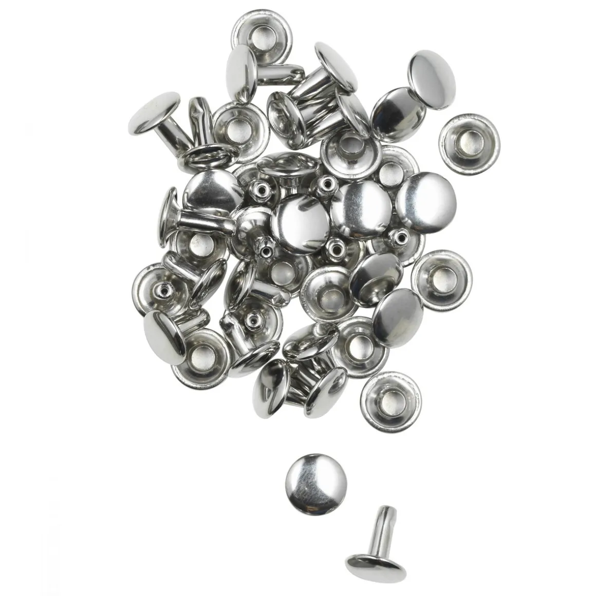 Hulnitter refill Ø9 mm, 20-pak, sølvfarvede. Længde 8/10 mm, 10 par af hver