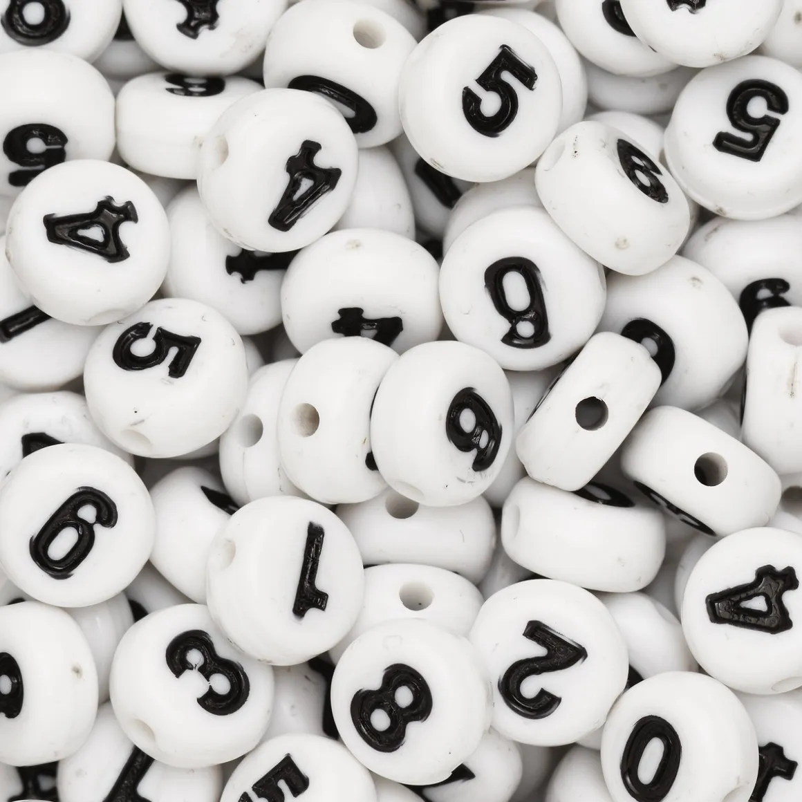 Hvide talperler 0-9 – 150 stk. Sorte tal