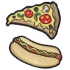 Iron-on applikation pizza og pølse, 65x45 mm/65x30 mm