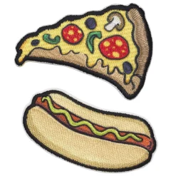 Iron-on applikation pizza og pølse, 65x45 mm/65x30 mm