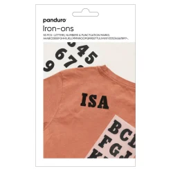 Iron-On sorte bogstaver og tal, 35 mm lange. A–Z og 0–9, !, ?, i alt 55 tegn