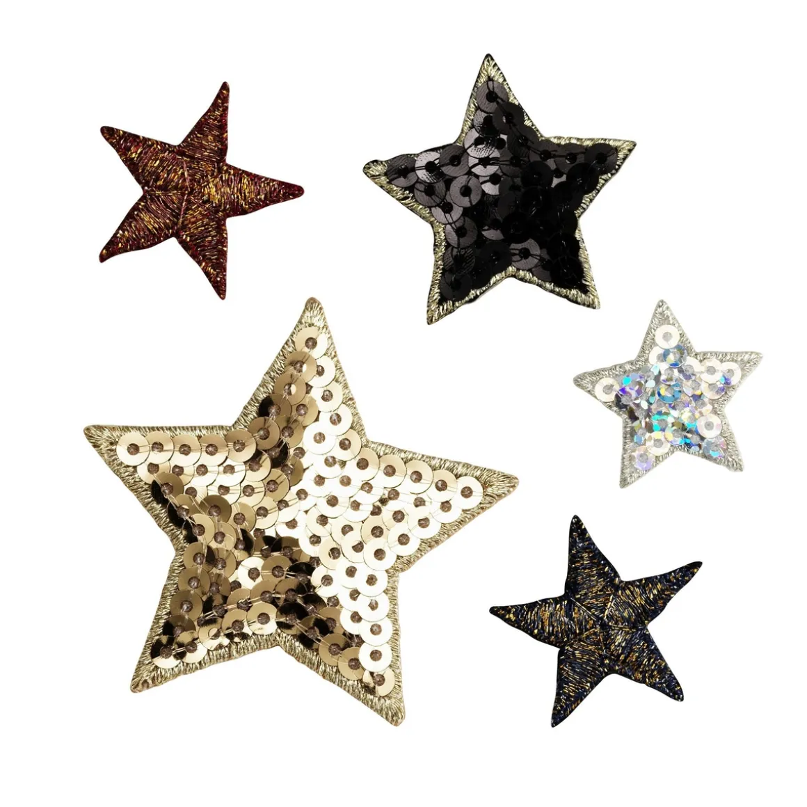 Iron-on stjerner metallic 5stk