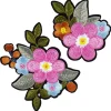 Iron-on stofmærke rosa blomster i 2 størrelser med masser af detaljer, 2 stk. 65×75 mm og 48×53 mm