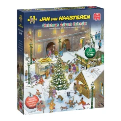 Jan Van Haasteren julekalender 2026 24 julepuslespil à 54 brikker i størrelsen 16,6×11,3 cm