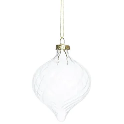 Juletræskugler, runde julekugler af glas med swirl-/ hvirvelform, 4 stk. Ø8 cm, længde 10 cm
