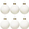 Juletræskugler, 6 stk. fine, hvide julekugler af glas Ø6 cm – 3 matte og 3 blanke