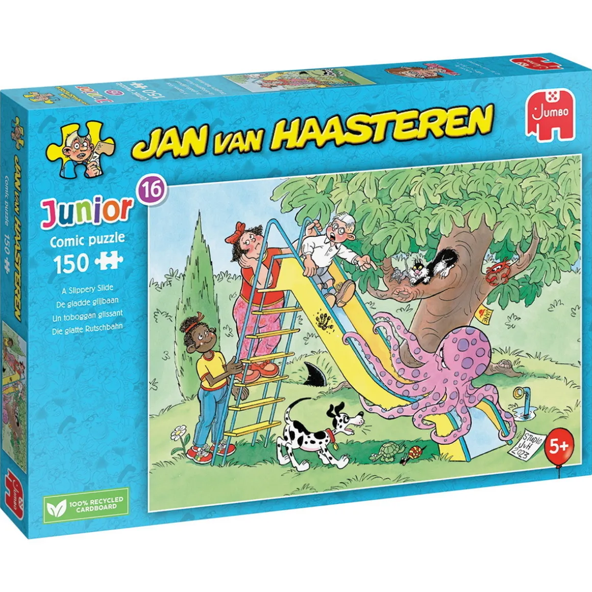 JVH Junior Puslespil Slippery Slide – 150 brikkers børnepuslespil af Jan van Haasteren, 33,5×48,5 cm