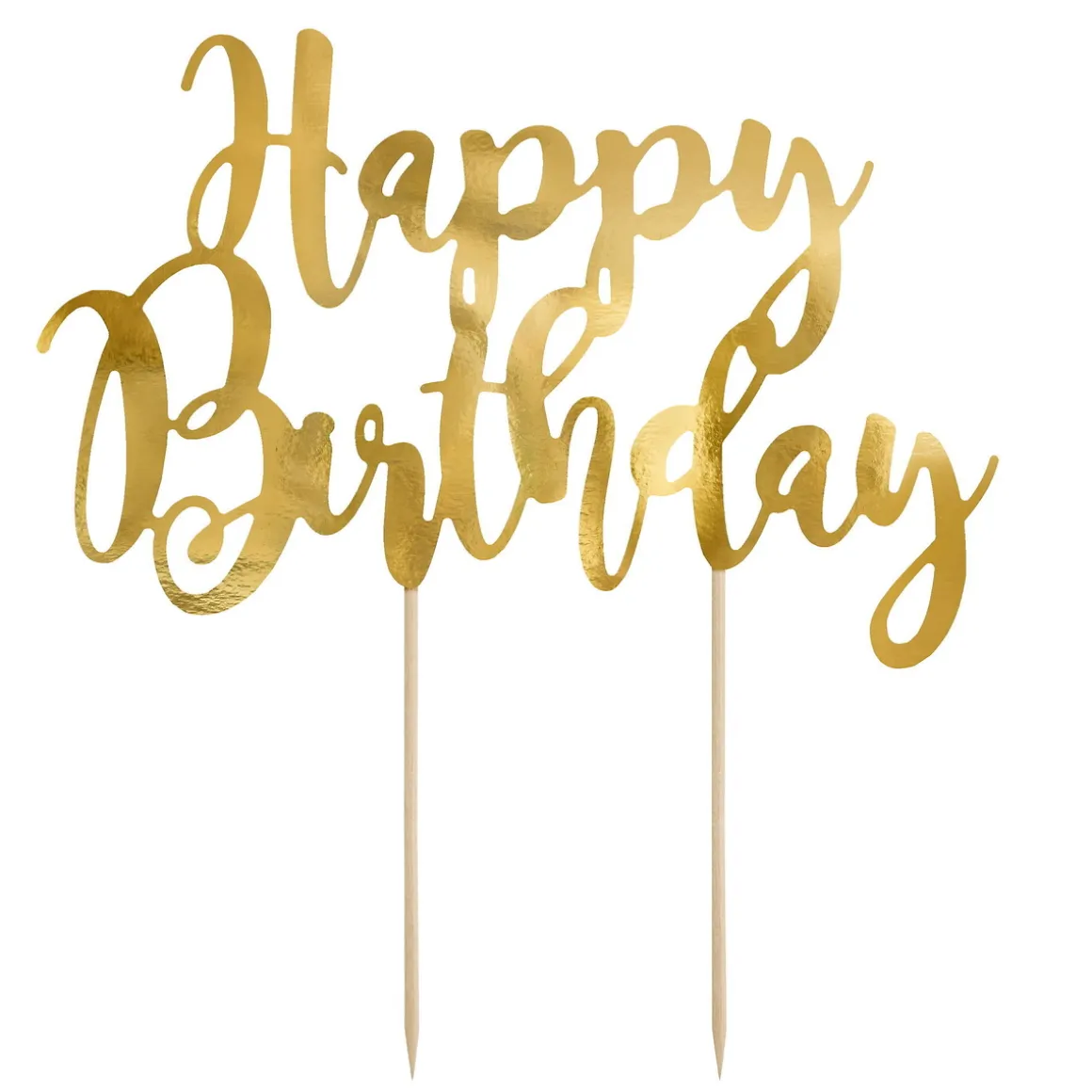 Kagedekoration, cake topper, Happy Birthday i sølvbogstaver 20×13 cm