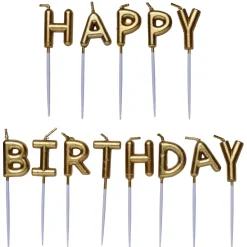 Kagelys Happy Birthday guld