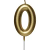 Kagelys/tallys, guldfarvet, 6 cm højt – tallet 0