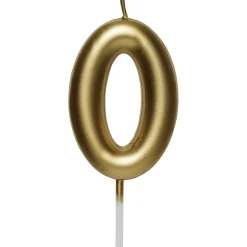 Kagelys/tallys, guldfarvet, 6 cm højt – tallet 0