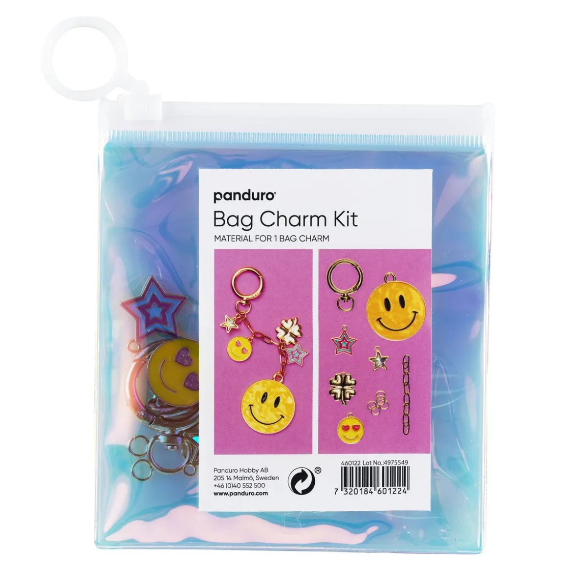 Kit med alt, hvad du skal bruge til at lave et sejt taskevedhæng/nøglering – smileys