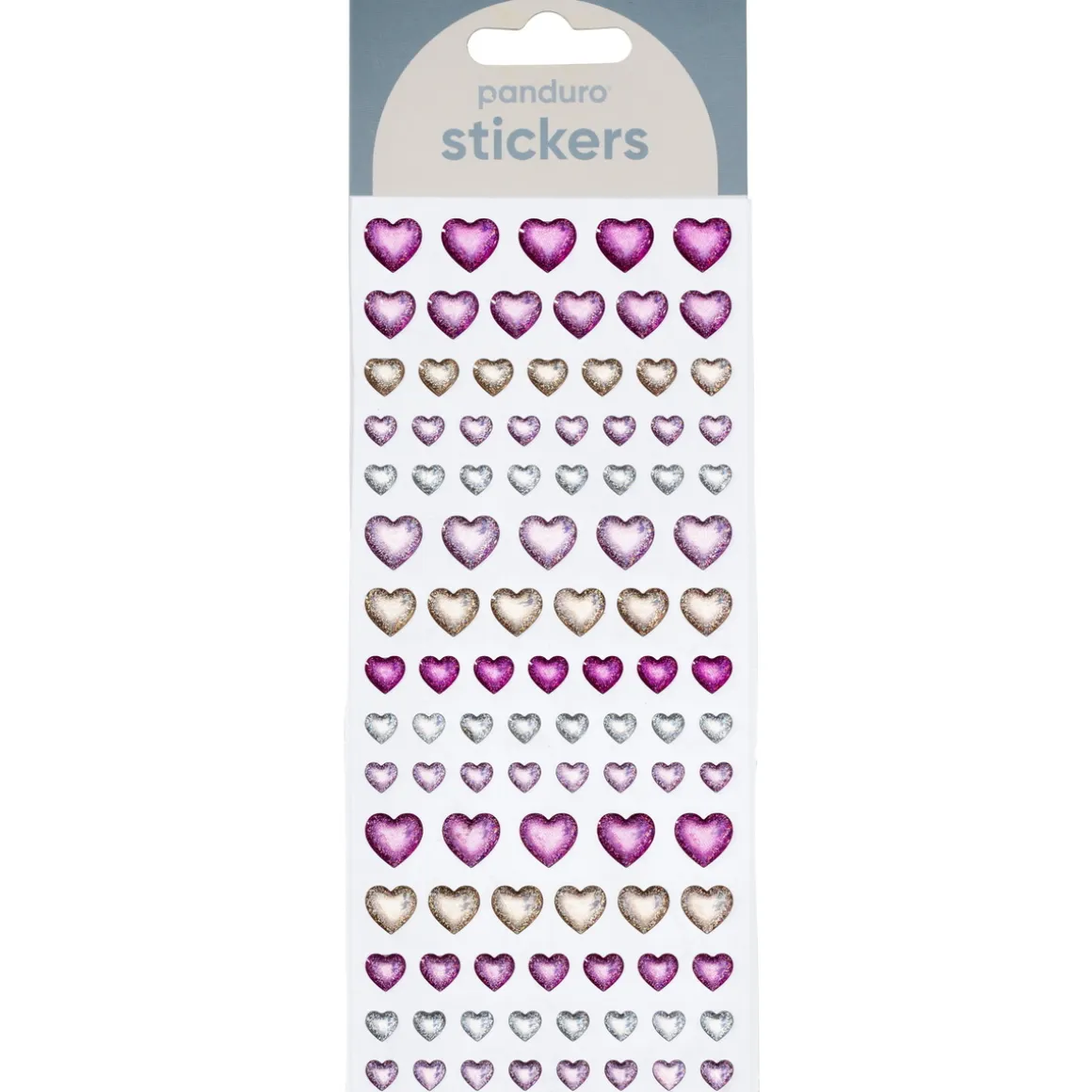 Klistermærker puffy stickers 102 store og små iriserende hjerter, som glitrer