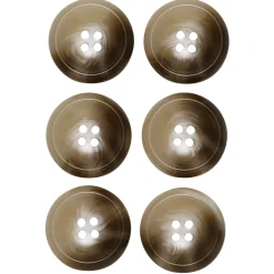 Knapper af farvetonet, imiteret ben, 6 stk. Ø20 mm