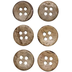 Knapper af poleret kokosnød med naturlig struktur, 6 stk. Ø11 mm