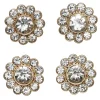 Knapper med glitrende simili omgivet af guldfarvet metal, 4 stk. Ø15 mm