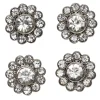 Knapper med glitrende simili omgivet af sølvfarvet metal, 4 stk. Ø15 mm