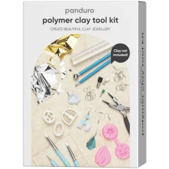 Komplet kit med lerværktøj til fremstilling af smykker af polymerler