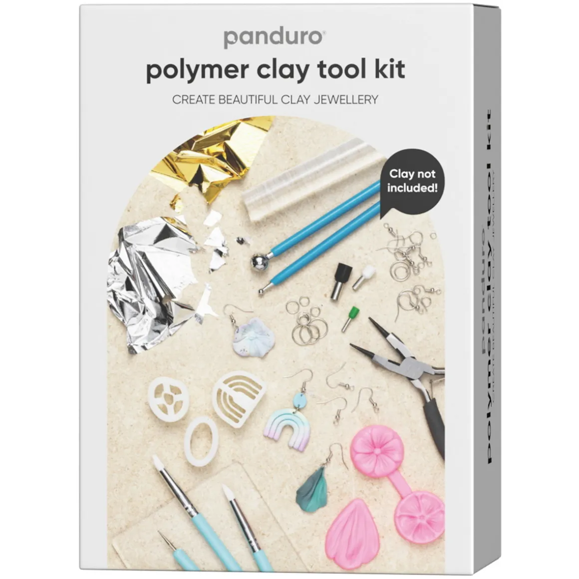 Komplet kit med lerværktøj til fremstilling af smykker af polymerler