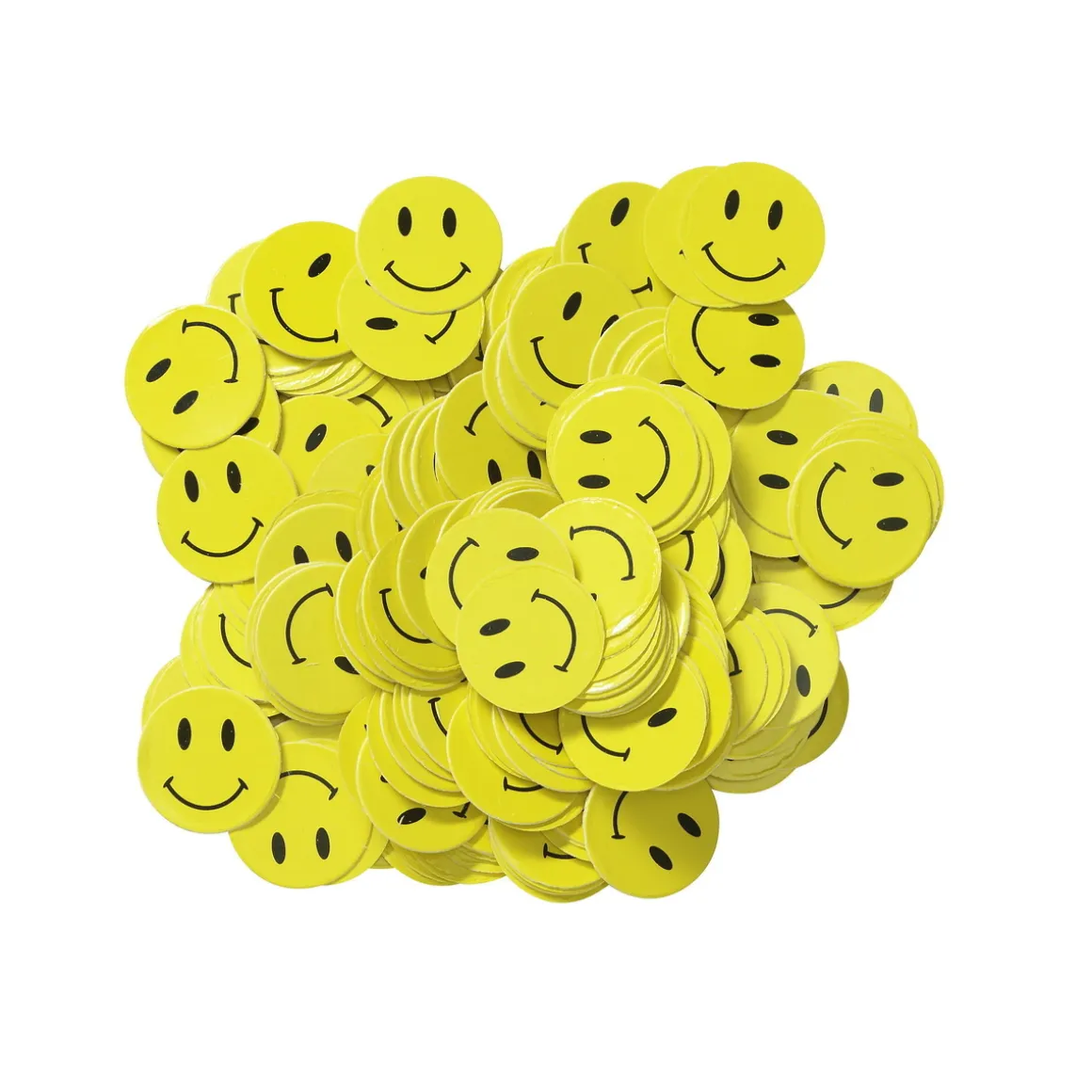 Konfetti gule smileys Ø15 mm, 15 gram, 250 g/m² papir