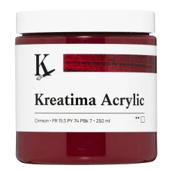Kreatima Acrylic akrylfarve 250 ml – Crimson PR 15:3 PY 74 PBk 7