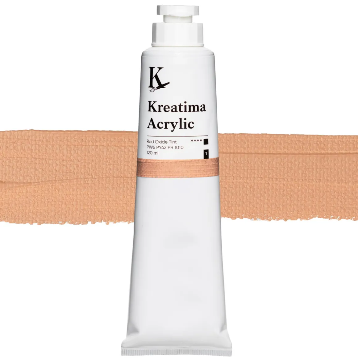 Kreatima Acrylic akrylfarve 120 ml – Red Oxide Tint PW 6 PY 42 PR 1010