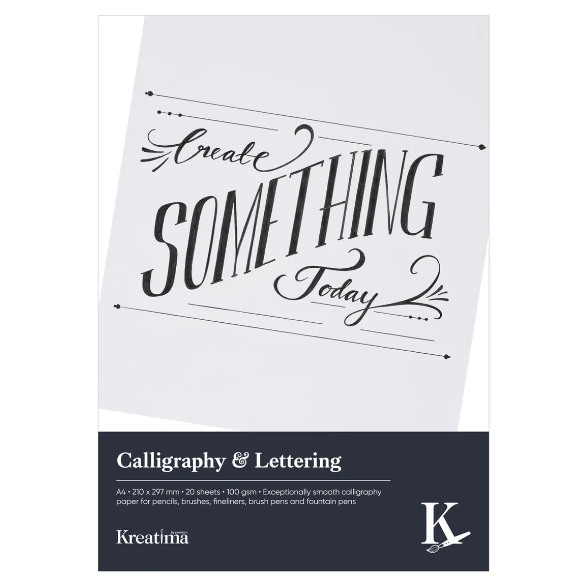 Kreatima Calligraphy & Lettering kalligrafiblok, A4 (210×297 mm), 20 ark, 100 g/m²
