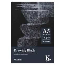 Kreatima Drawing Black tegneblok A5 (148x210 mm), 30 sorte ark, 170 g/m²