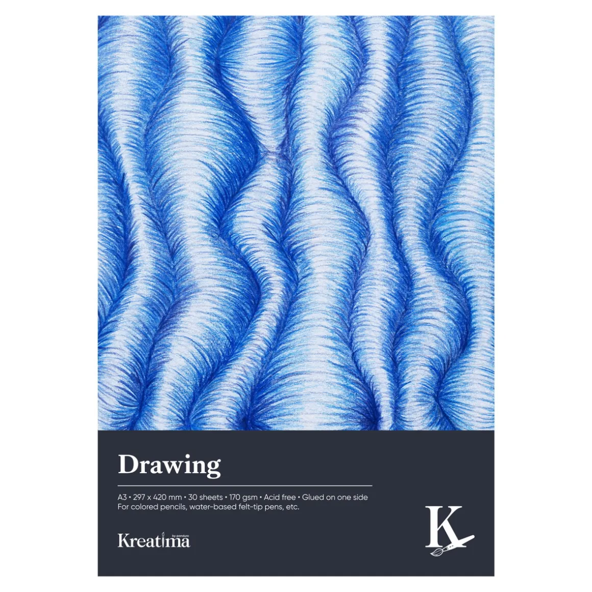 Kreatima Drawing tegneblok A3 (297×420 mm), 30 ark, 170 g/m²