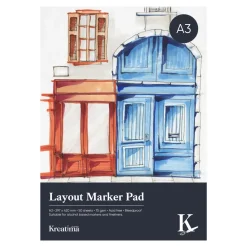 Kreatima Layout Marker Pad A3 (297×420 mm), 50 ark, 75 g/m² – skitsér med markers og tuschpenne