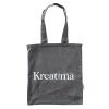 Kreatima mulepose i gråsort, meleret stof, 37×41 cm – 100% genvundet materiale