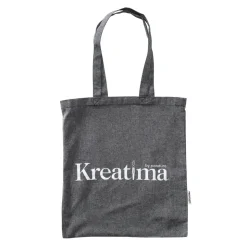Kreatima mulepose i gråsort, meleret stof, 37×41 cm – 100% genvundet materiale
