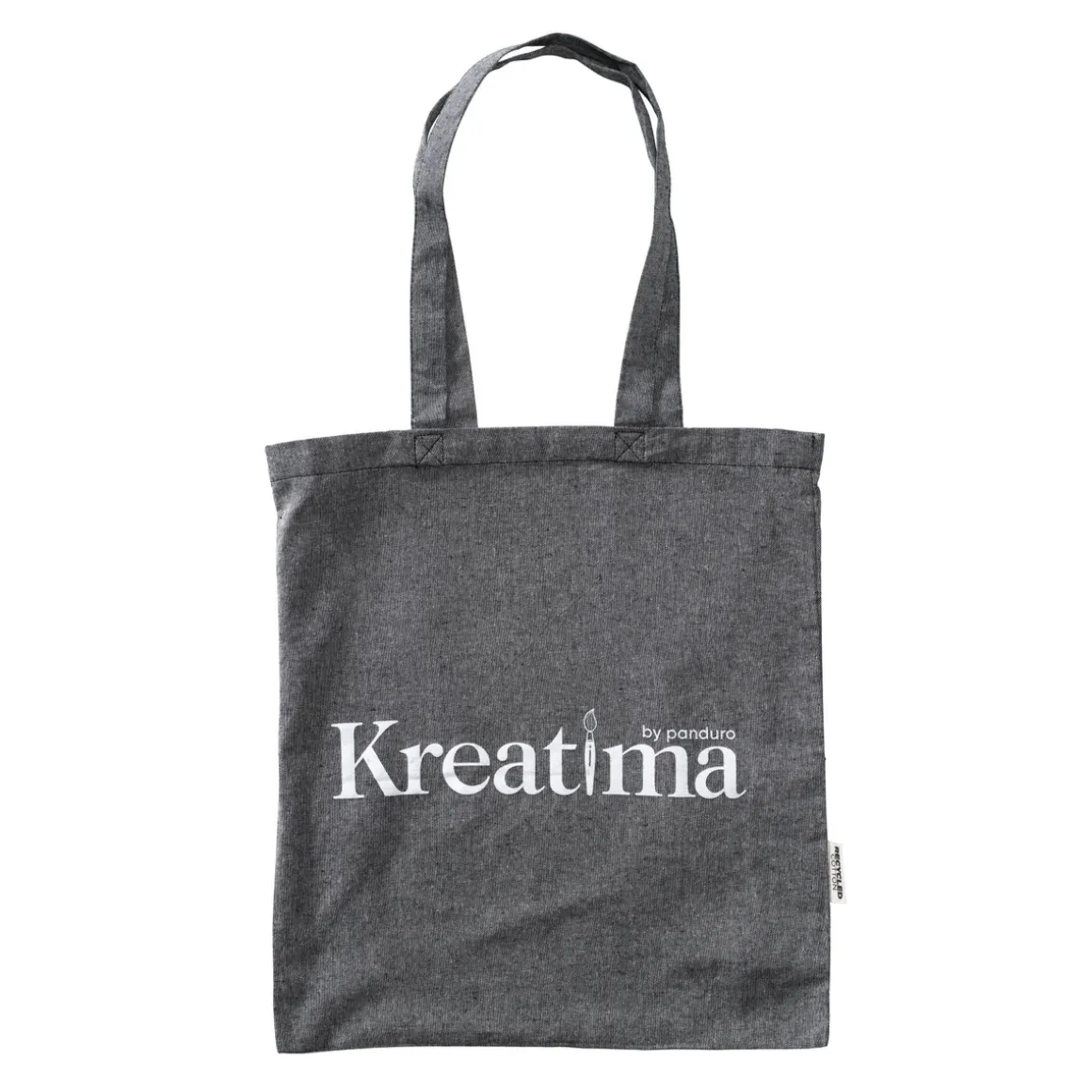 Kreatima mulepose i gråsort, meleret stof, 37×41 cm – 100% genvundet materiale