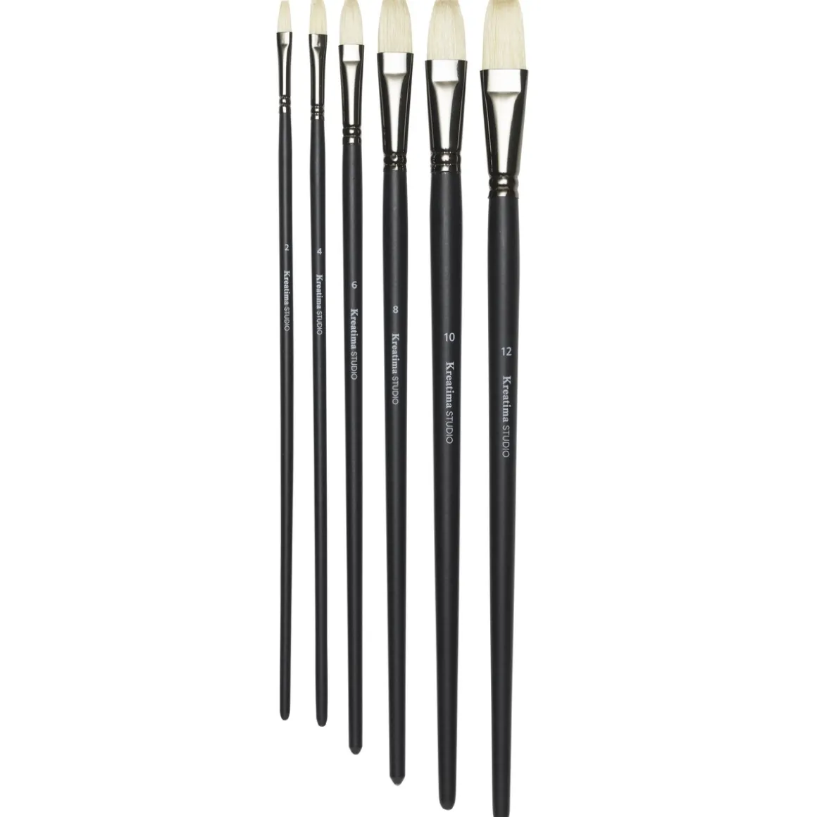 Kreatima Pensel Studio Flat 6-pak, #2, 4, 6, 8, 10, 12 – svinehårspensler med flad børste