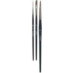 Kreatima Vegan akvarelpensler 3-pak – rund #6, flad #1/4, script liner #2