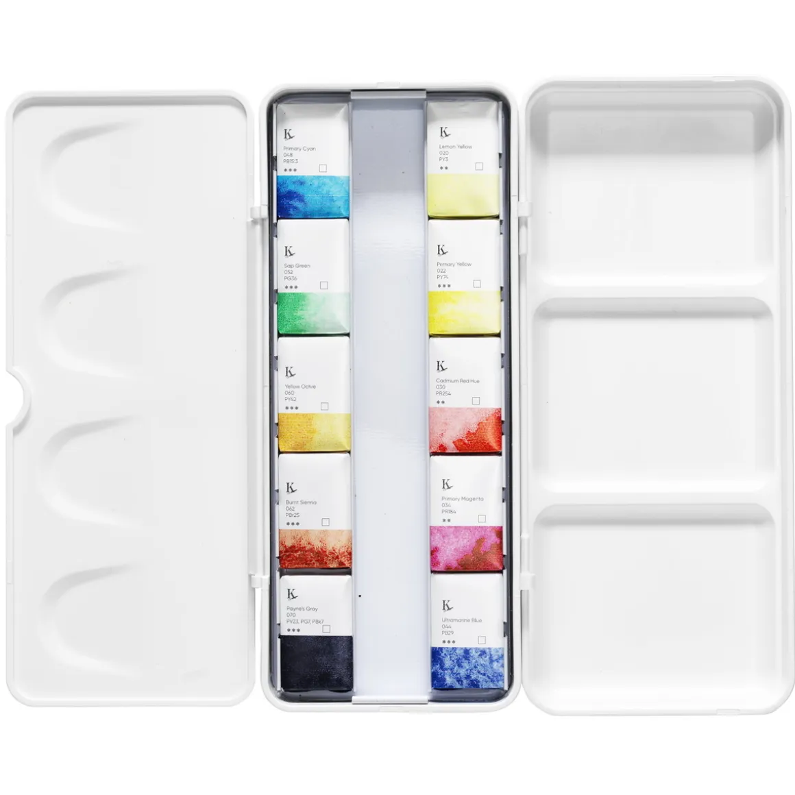 Kreatima Watercolour akvarelsæt i etui med 10 helkopper akvarelfarve
