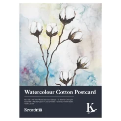 Kreatima Watercolour, postkort til akvarel, 15 stk. 100 % bomuld, 300 g/m²