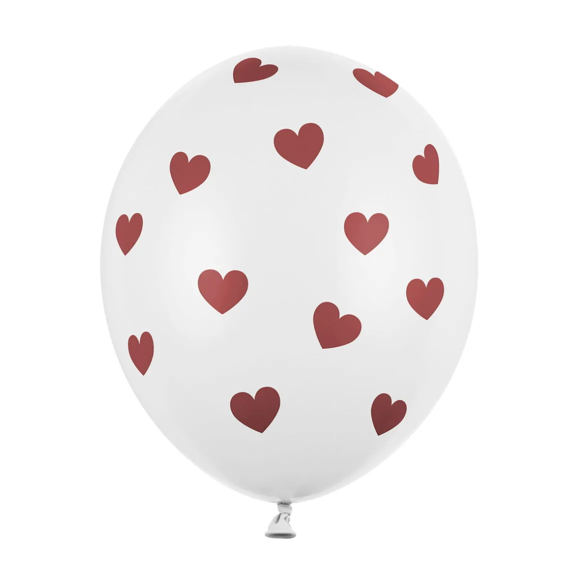 Latexballoner 6-pak Ø30 cm – hvide med røde hjerter, perfekte til valentinsdag!