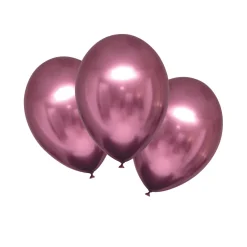 Latexballoner 6-pak Ø30 cm – krom-/metallicfarvet mauve