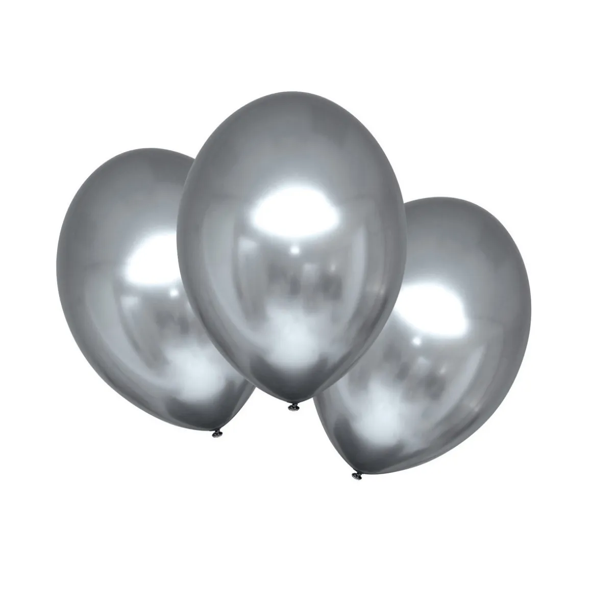 Latexballoner 6-pak Ø30 cm – krom-/metallicfarvet sølv